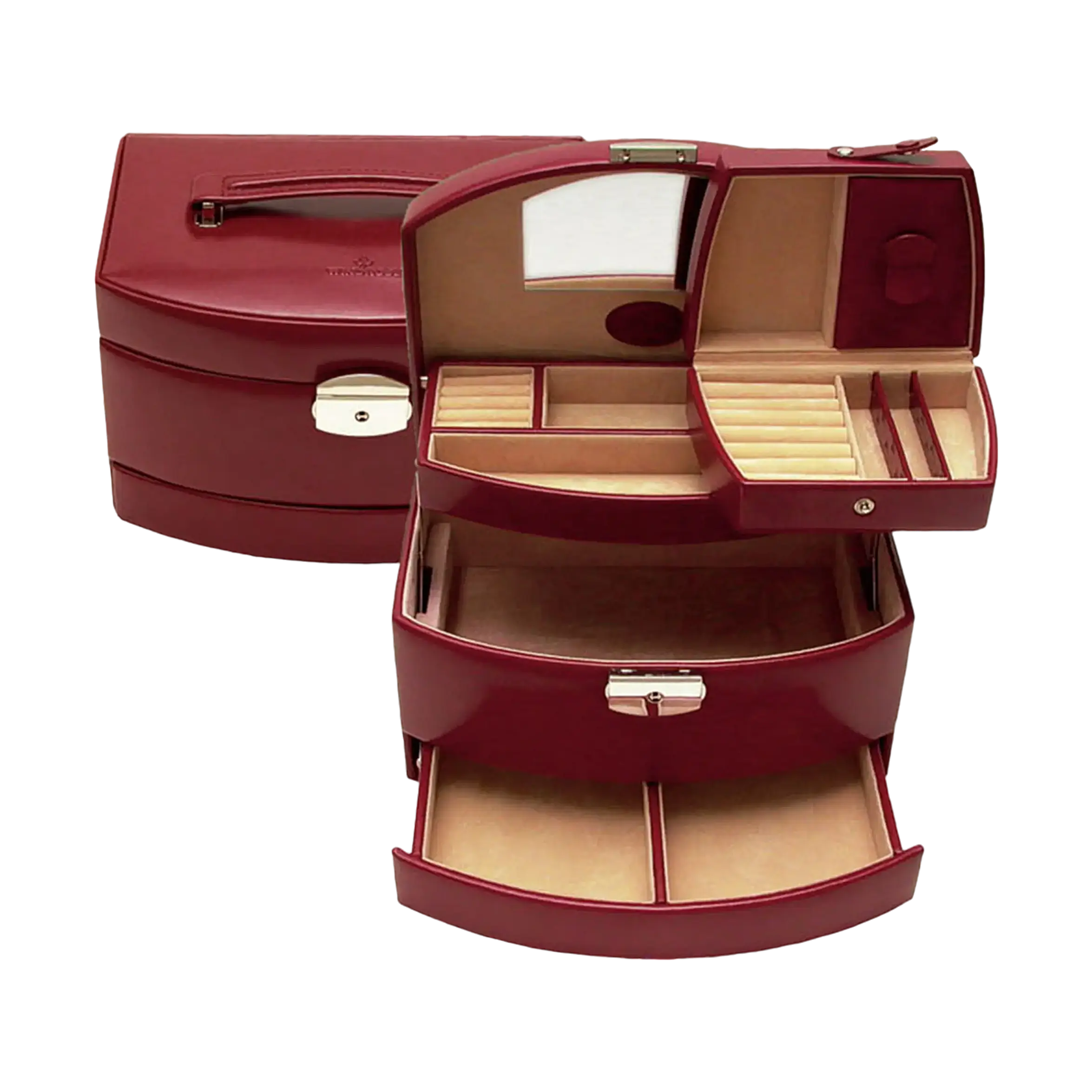 Automatic jewelry case with travel insert Merino / red – Windrose ...